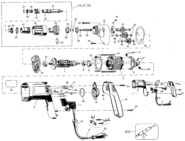 Page A Diagram and Parts List for 2050 Type 100 Black and Decker Electric Drill